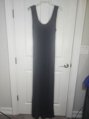 Merona Sleeveless Black Blue Chevron Striped Tanktop Bodycon Maxi Dress S XL
